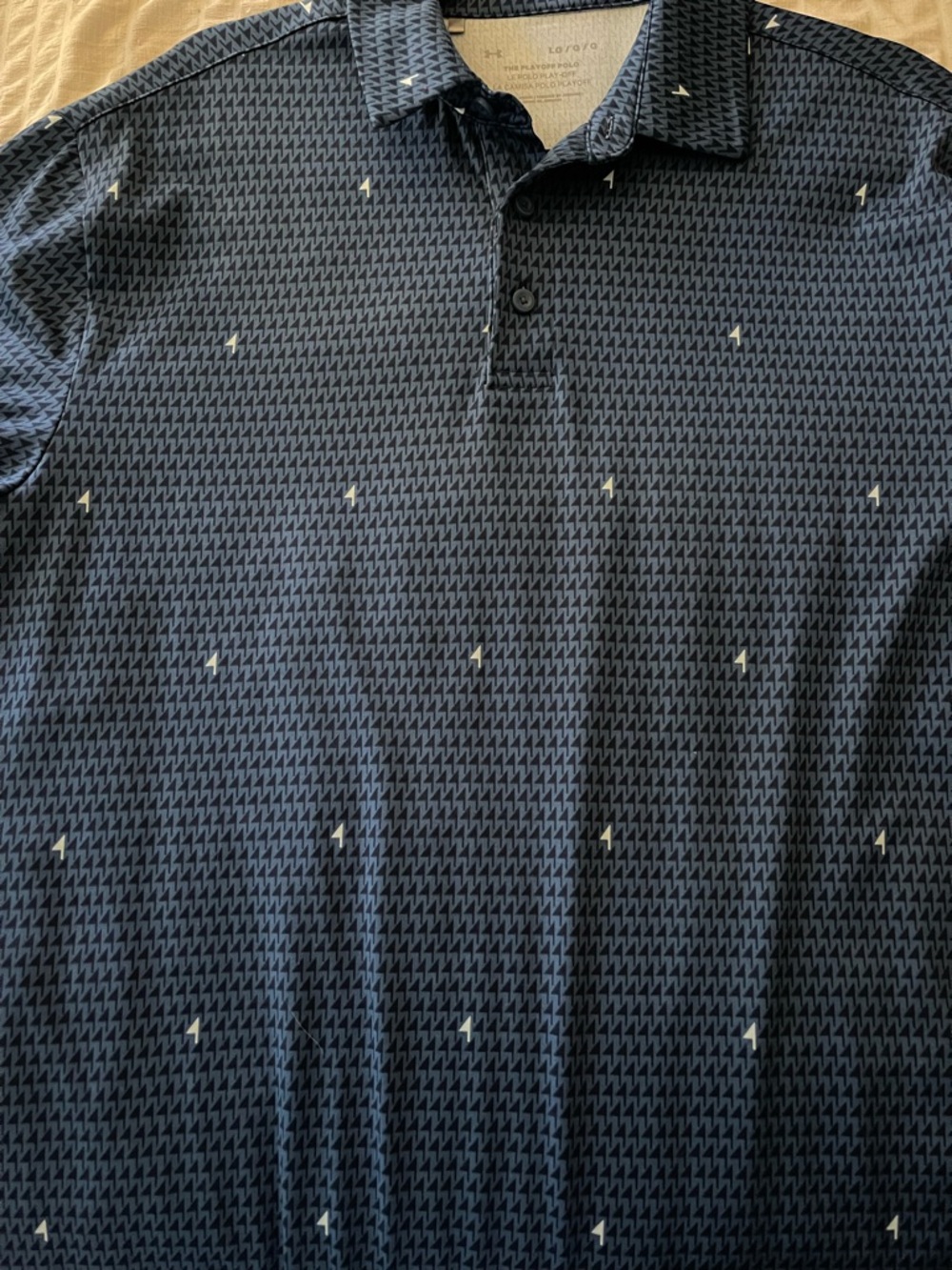 Under Armour Navy Patterned Polo with Small Ivory Accents